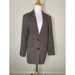 Karen Kane Long Tweed Blazer Brown Gray Sz 6 Made in USA